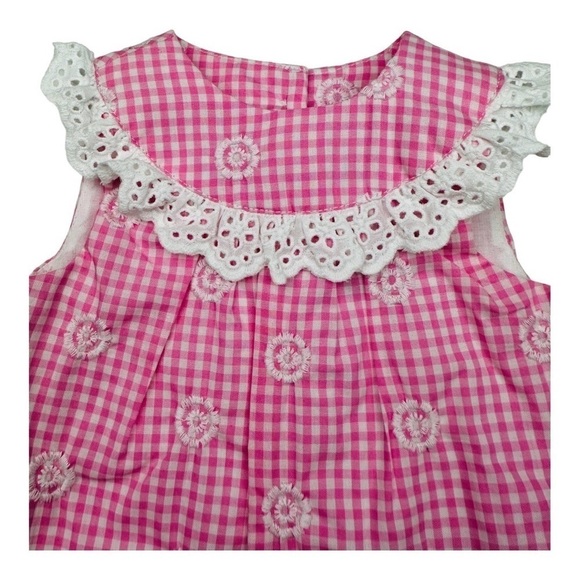 Little Me Gingham Ruffle Pink Dress Size 6 Months - Picture 3 of 6